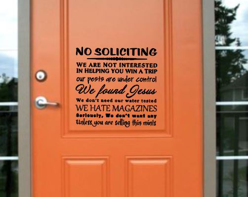 No Soliciting Vinyl Decal
